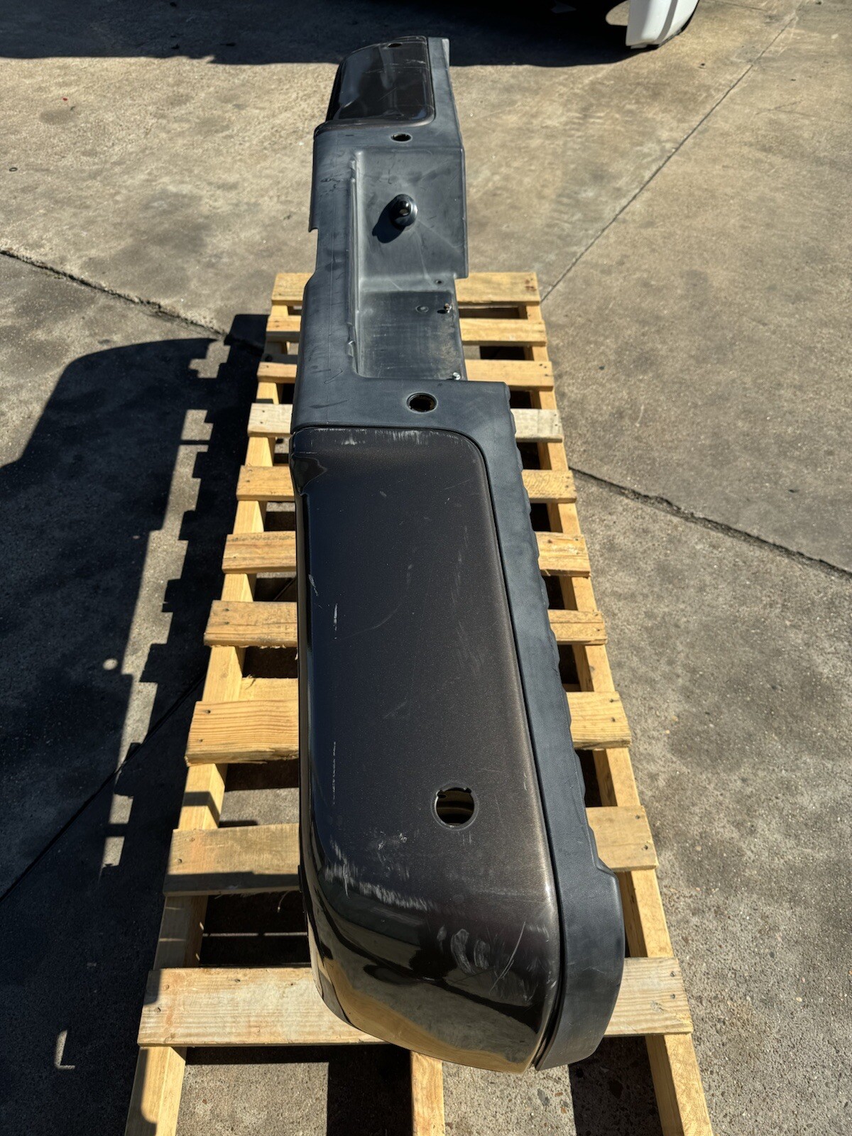 2011-2016 Ford F250 F350 Factory Rear Bumper Stone Grey w/ Sensor Holes OEM - Image 4