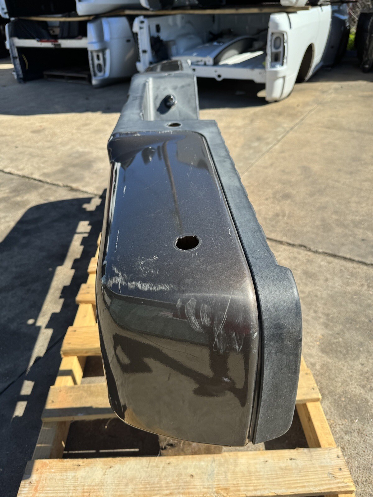 2011-2016 Ford F250 F350 Factory Rear Bumper Stone Grey w/ Sensor Holes OEM - Image 5