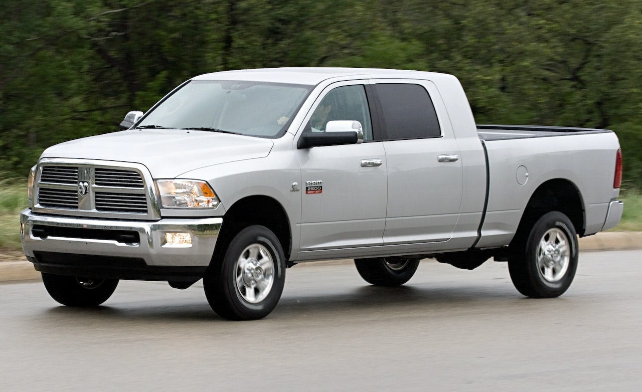 2010-2012 Ram 2500 — early 4th gen DS platform with squared-off grille and flat bumper