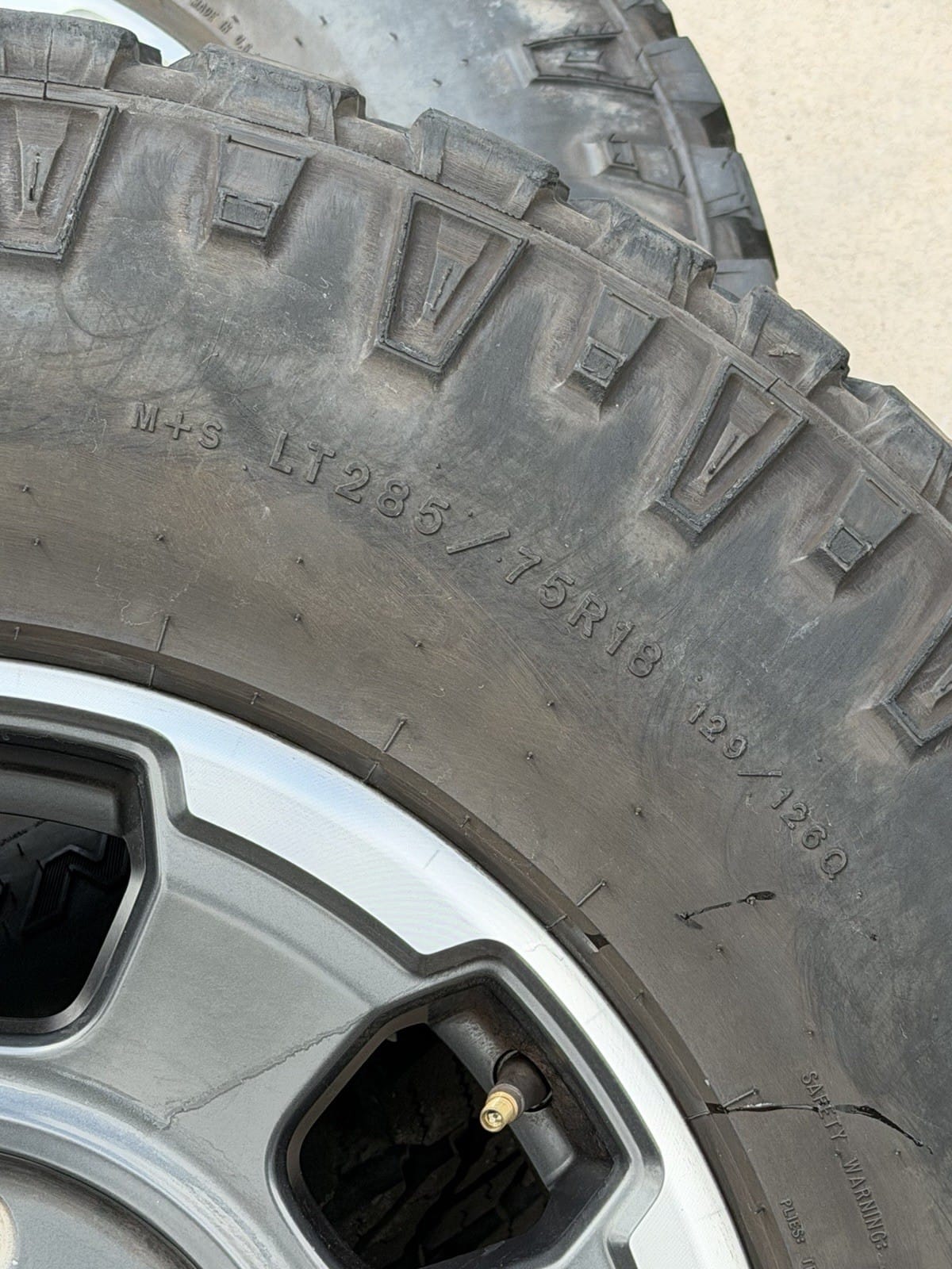 Goodyear LT285/75R18 tires on Ford F250/F350 wheels