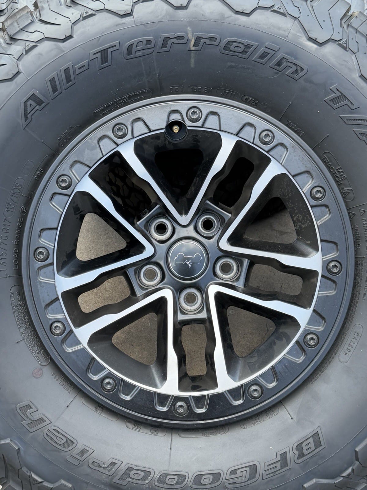 BFGoodrich LT315/70R17 tires on Jeep Wrangler/Gladiator wheels
